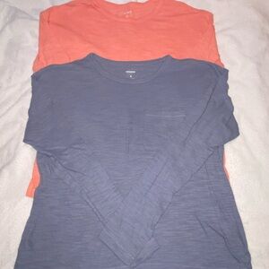 Sonoma Long Sleeve Tees - Coral and Slate Blue